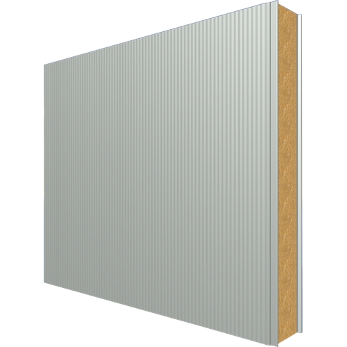 JI1130 Vulcasteel Wall 120mm Mineral Wool Core (U-Value 0.36 W/m²K) Top: Goosewing Grey PUR60 (60µ) 0.6mm Coated Steel Bottom: White Liner RAL 9002 (15µ) 0.4mm Coated Steel