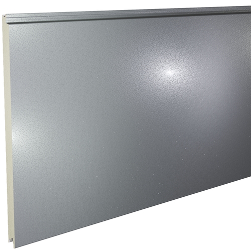 Kingspan KS1000FLS Flat Stucco 45mm QuadCore (U-Value 0.46 W/m²K) / Outer: Metallic Silver Stucco Spectrum (0.5mm Painted Steel) / Inner: 0.4mm Cleansafe15 Bright White Poly Liner