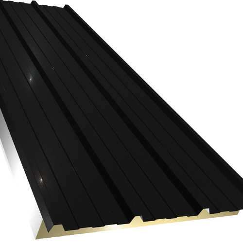 Kingspan KS1000RW 53mm Quadcore (U-Value 0.35 W/m²K) / Outer: Black XL Forte (0.5mm Plastisol Coated Steel) / Inner: 0.4mm Cleansafe15 Bright White Poly Liner