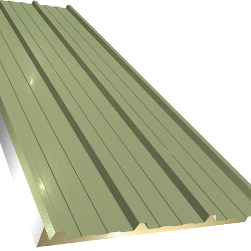 Kingspan KS1000RW 53mm Quadcore (U-Value 0.35 W/m²K) / Outer: Khaki Green XL Forte (0.5mm Plastisol Coated Steel) / Inner: 0.4mm Cleansafe15 Bright White Poly Liner