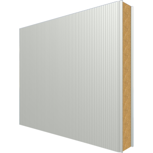 JI1130 Vulcasteel Wall 200mm Mineral Wool Core (U-Value 0.21 W/m²K) Top: Hamlet PUR60 (60µ) 0.6mm Coated Steel Bottom: White Liner RAL 9002 (15µ) 0.4mm Coated Steel