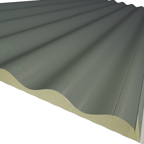 KS1000SRW Sinusoidal 60mm Quadcore 2.0 (U-Value 0.27 W/m²K) (Top: Merlin Grey XL Forte, Bottom: 0.4mm Cleansafe15 Bright White Poly Liner)