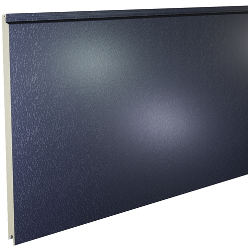 Kingspan KS1000FL Flat 74mm QuadCore (U-Value 0.25 W/m²K) / Outer: Sapphire Blue XL Forte (0.5mm Plastisol Coated Steel) / Inner: 0.4mm Cleansafe15 Bright White Poly Liner