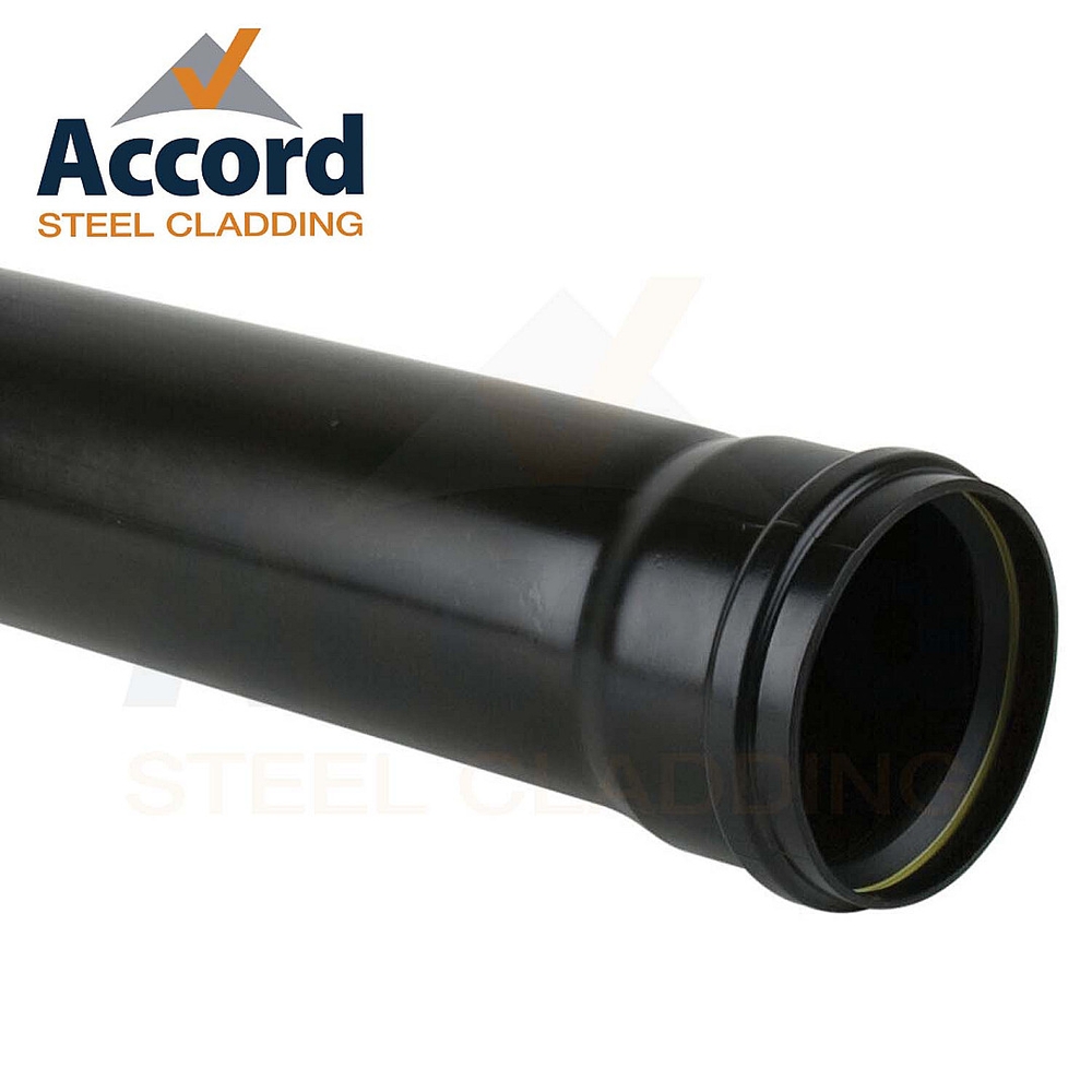 110mm Downpipe Single Socket 3m long  uPVC - Black (BS414)