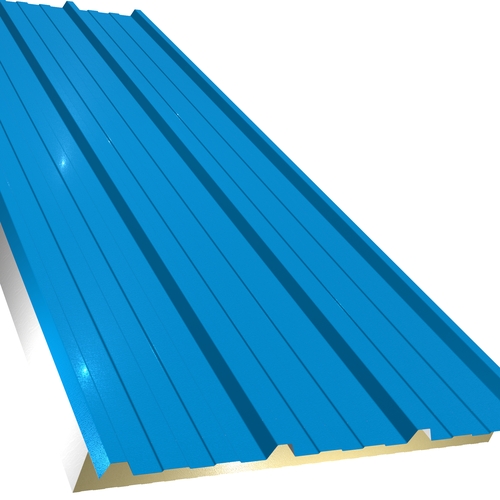 Kingspan KS1000RW 80mm Quadcore (U-Value 0.23 W/m²K) / Outer: Cornflower Blue XL Forte (0.5mm Plastisol Coated Steel) / Inner: 0.4mm Cleansafe15 Bright White Poly Liner