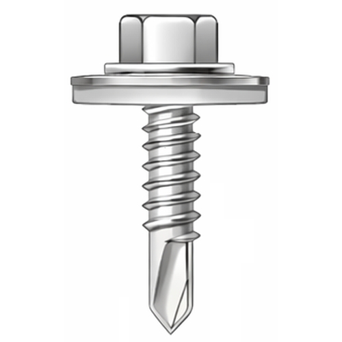 25mm Stainless Steel Light Section Steel Tek Screws 19mm washer (100/pack)