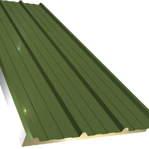 Kingspan KS1000RW 53mm Quadcore (U-Value 0.35 W/m²K) / Outer: Olive Green XL Forte (0.5mm Plastisol Coated Steel) / Inner: 0.4mm Cleansafe15 Bright White Poly Liner