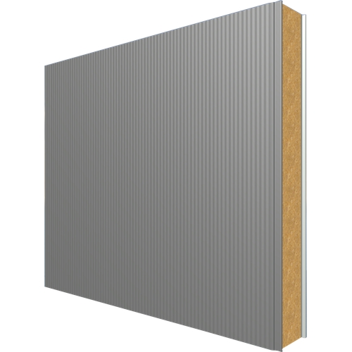 JI1130 Vulcasteel Wall 120mm Mineral Wool Core (U-Value 0.36 W/m²K) Top: Grey Aluminium PUR60 (60µ) 0.6mm Coated Steel Bottom: White Liner RAL 9002 (15µ) 0.4mm Coated Steel